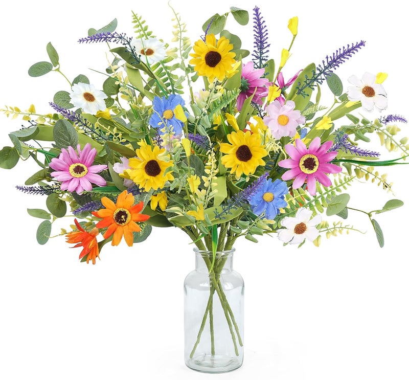 GTIDEA 4 Bundles Artificial Flowers Faux Wildflowers Bouquet for Home Indoor Table Vase Wedding Party Decor (20in) - Image 1