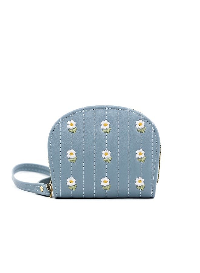 NIBEMINENT Fresh And Sweet Lady Card Bag Embroidered Zipper Clutch Bag Coin Purse Multi-card Bag  - Image 3