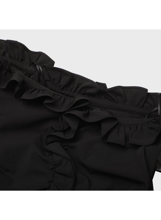 Zara solid Color Elegant Pleated Bodycon Off-shoulder Jumpsuit Blouse - Image 4