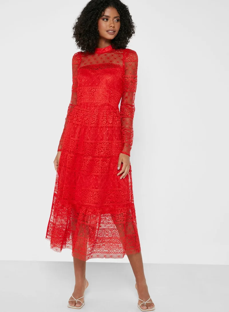 VERO MODA Lace Detail Maxi Tier Dress