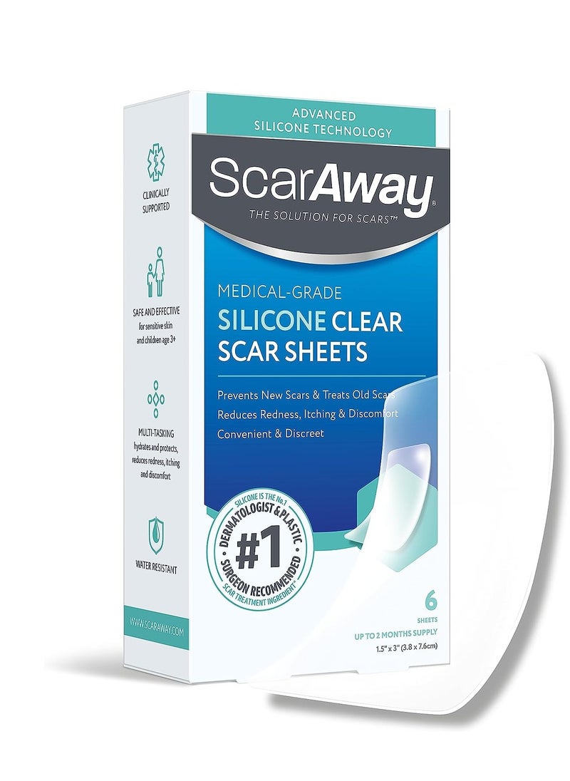 scaraway - Clear Silicone Scar Sheets White 6 Count - Image 1
