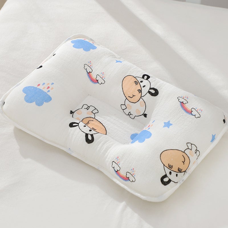 Newborn Memory Cotton Baby Pillow – Anti-Deflection Rectangle Cartoon Flower Design - Image 1