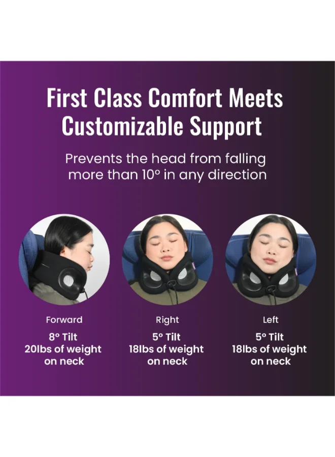 Cabeau Evolution X | First Customizable Neck Pillow, Adjustable Height & Neck Fit for Ultra Comfort, Supports Spine Alignment, w/ Air Vent for Cooling Effect, 14+ Years Old - Black/White