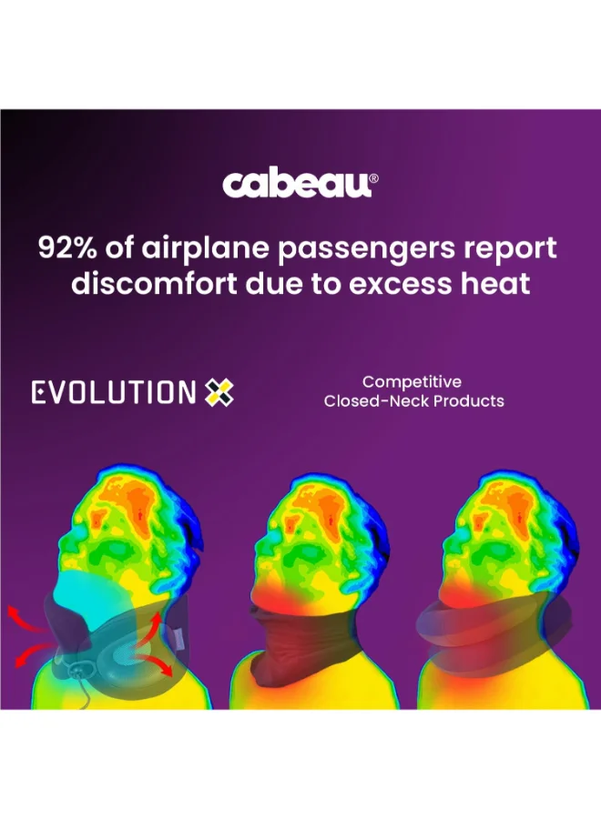 Cabeau Evolution X | First Customizable Neck Pillow, Adjustable Height & Neck Fit for Ultra Comfort, Supports Spine Alignment, w/ Air Vent for Cooling Effect, 14+ Years Old - Black/White