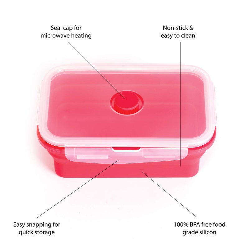ديك هوم حاويات تخزين الطعام السيليكون القابلة للطي/BPA مجانية محكمة الغلق أغطية بلاستيكية من 4 وجبة صغيرة وجبات حاوية الحاوية الحاوية صحن المطبخ صناديق الغداء-صناديق الغداء والفريزر - Image 3