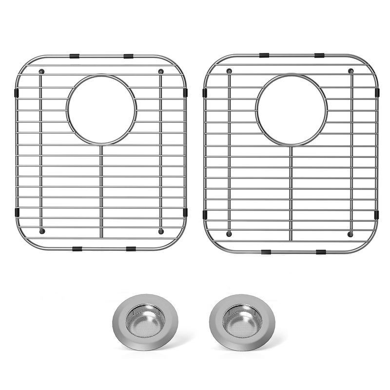 4Pack Stainless Steel Sink Protectors for Kitchen Sink 131x116x1 Sink Grid Universal with Rear Drain RustResistant Metal Sink Rack for Bottom of Sink with Sink Strainers Rear DrainSet 2
