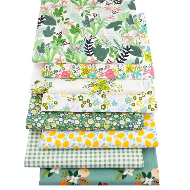 QiMicody Fat Quarters Fabric Bundles, 8 Pcs 100% Cotton 19.69â€ x 19.69â€ (50 x 50cm) Precut Quilting Fabric Squares Sheets for DIY Patchwork Sewing Quilting Crafting, No Repeat Design (Floral Pattern) - Image 2
