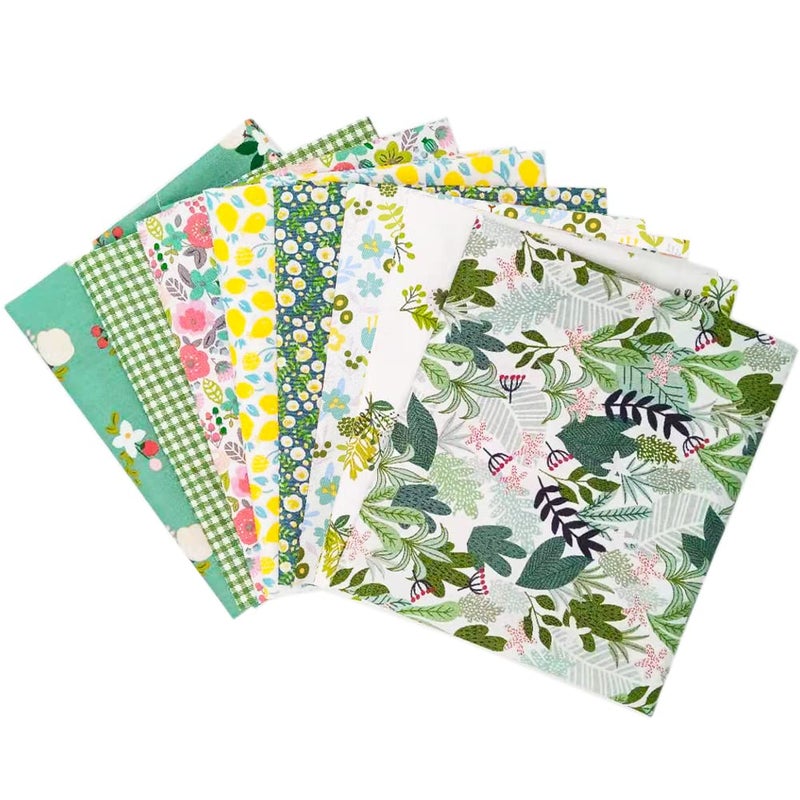 QiMicody Fat Quarters Fabric Bundles, 8 Pcs 100% Cotton 19.69â€ x 19.69â€ (50 x 50cm) Precut Quilting Fabric Squares Sheets for DIY Patchwork Sewing Quilting Crafting, No Repeat Design (Floral Pattern) - Image 4