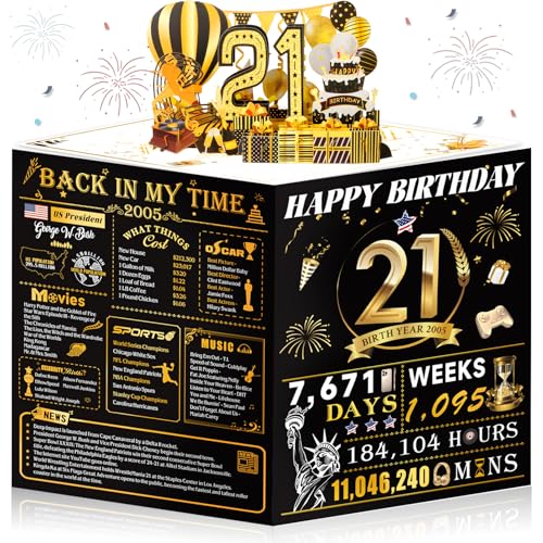 OLOSONG 21st Birthday Card for Girl Boy Son Daughter, Big Pop Up 21st Birthday Cards for Grandson Granddaughter, Back In 2005 Funny 21 Year Old Birthday Decorations - Image 1