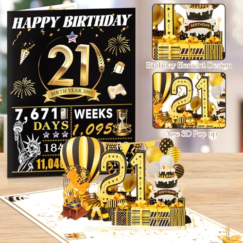 OLOSONG 21st Birthday Card for Girl Boy Son Daughter, Big Pop Up 21st Birthday Cards for Grandson Granddaughter, Back In 2005 Funny 21 Year Old Birthday Decorations - Image 4