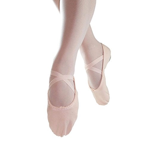 Danzcue Adult Canvas/Leather Ballet Shoes Split Sole Ballet Slippers for Women Dance Shoes, Pink, 5M - Image 3