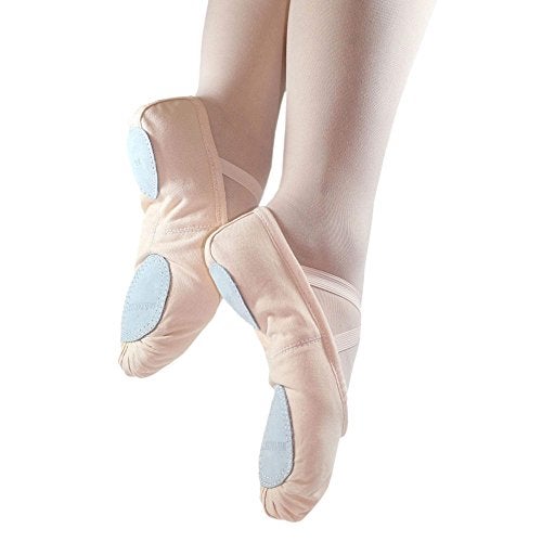 Danzcue Adult Canvas/Leather Ballet Shoes Split Sole Ballet Slippers for Women Dance Shoes, Pink, 5M - Image 2