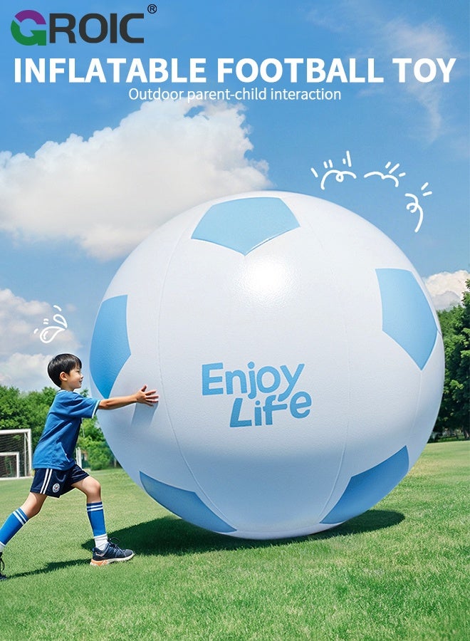 GROIC 1pc Giant Inflatable Soccer Ball - 100CM Beach Volleyball, Soccer Beach Ball with "Enjoy Life" Motif, Sports Gear  for Family Parties, Outdoor/Indoor Games Summer Swimming Pool Water Sports - Image 2