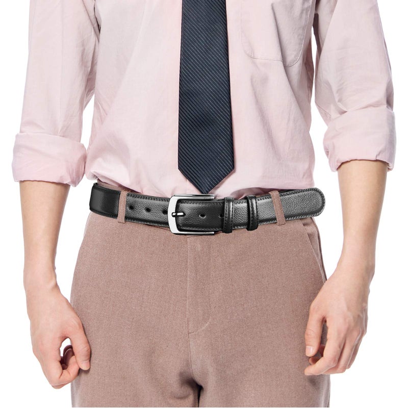 VRLEGEND VRLEGEND Mens Belts Big and Tall 36"-70" Men Leather Belt Casual Work Dress Belt,Black & Brown Colors (58"-62" Waist, Black)  - Image 4