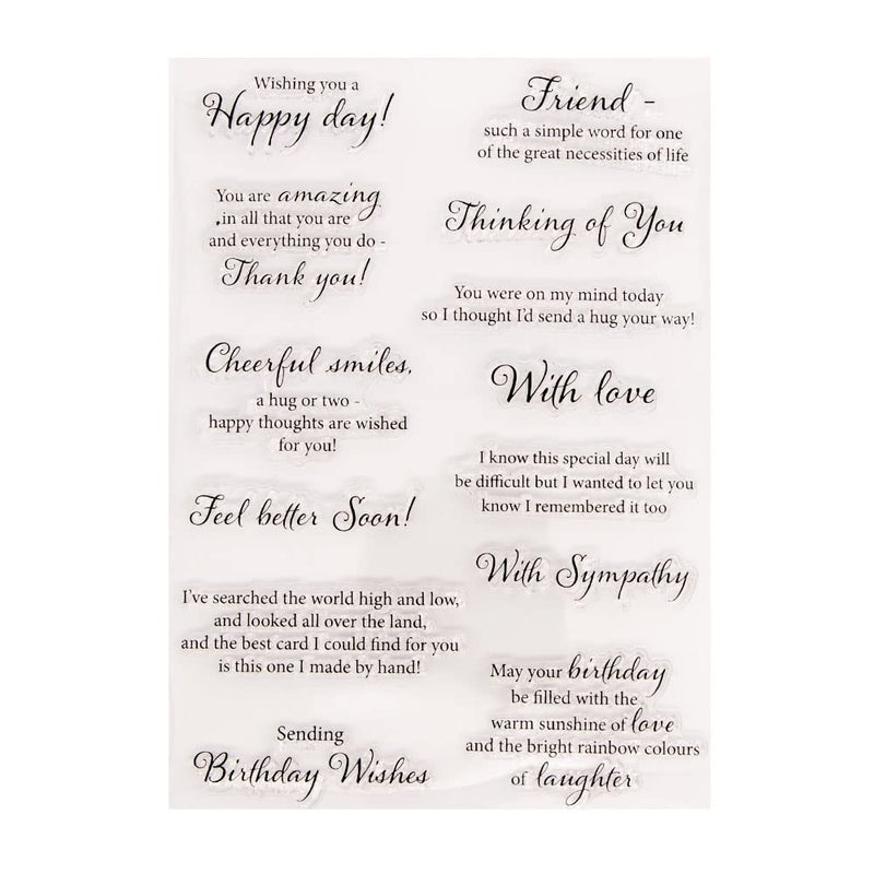 LZBRDY 57 by 83 Inch Happy Day Friend Thinking of You with Love Sympathy Wishes Words Clear Stamps for Card Making and Scrapbooking