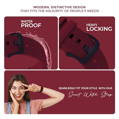 PunnkFunnk Punnk Funnk 20mm Silicone Band Strap with Metal Buckle Compatible with Amazfit GTS 2 Mini, Amazfit Bip/U/Pro/Lite, Bip S, Amazfit GTS/ 2/2e, Amazfit GTR, Samsung Galaxy Watch 4/5 20mm Lugs(Wine Red) - Image 3