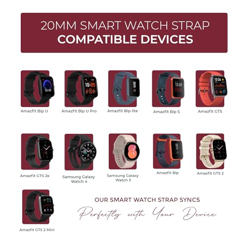 PunnkFunnk Punnk Funnk 20mm Silicone Band Strap with Metal Buckle Compatible with Amazfit GTS 2 Mini, Amazfit Bip/U/Pro/Lite, Bip S, Amazfit GTS/ 2/2e, Amazfit GTR, Samsung Galaxy Watch 4/5 20mm Lugs(Wine Red) - Image 5