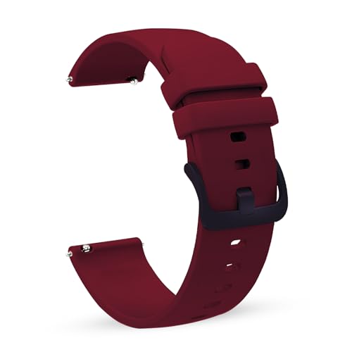 PunnkFunnk Punnk Funnk 20mm Silicone Band Strap with Metal Buckle Compatible with Amazfit GTS 2 Mini, Amazfit Bip/U/Pro/Lite, Bip S, Amazfit GTS/ 2/2e, Amazfit GTR, Samsung Galaxy Watch 4/5 20mm Lugs(Wine Red) - Image 1