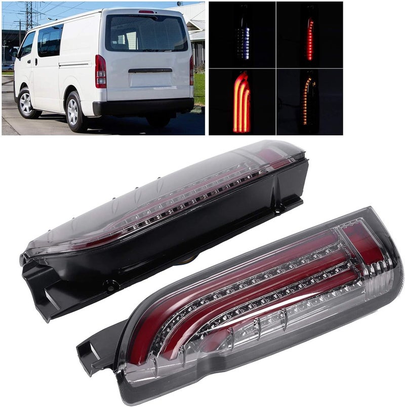 woobles Taillights Assembly, Full LED Tail Lights Assembly Dynamic Turn Signal Lamp Fit for Hiace 200 Commuter Van 2005-2017 (Smoky) - Image 5