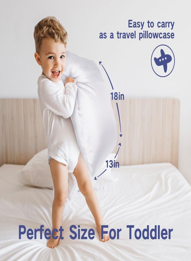 Fittia Toddler Pillowcase 13 x 18 with Zipper，Kids Small Baby Pillow Cases Cover, Silky Travel Satin Pillowcases for Boys and Girls, White - Image 4