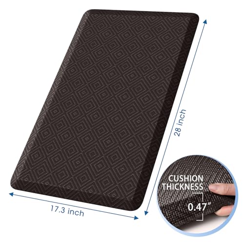 Mattitude Kitchen Mat Cushioned Anti-Fatigue Floor Mat Water Resistant Non-Slip Mats and Rugs Standing and Comfort Desk Mats for House Sink Office Laundry (Chocolate, 17.3"x28") - Image 2