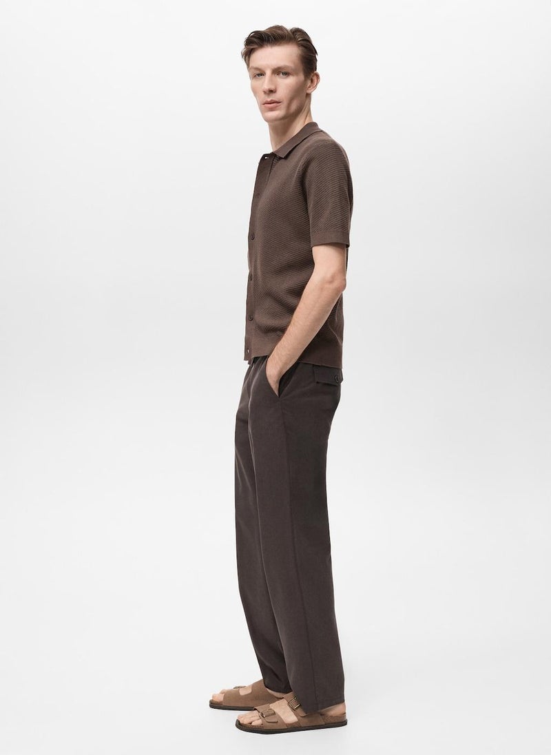 Mango Man Openwork Knitted Structured Shirt  - Image 3