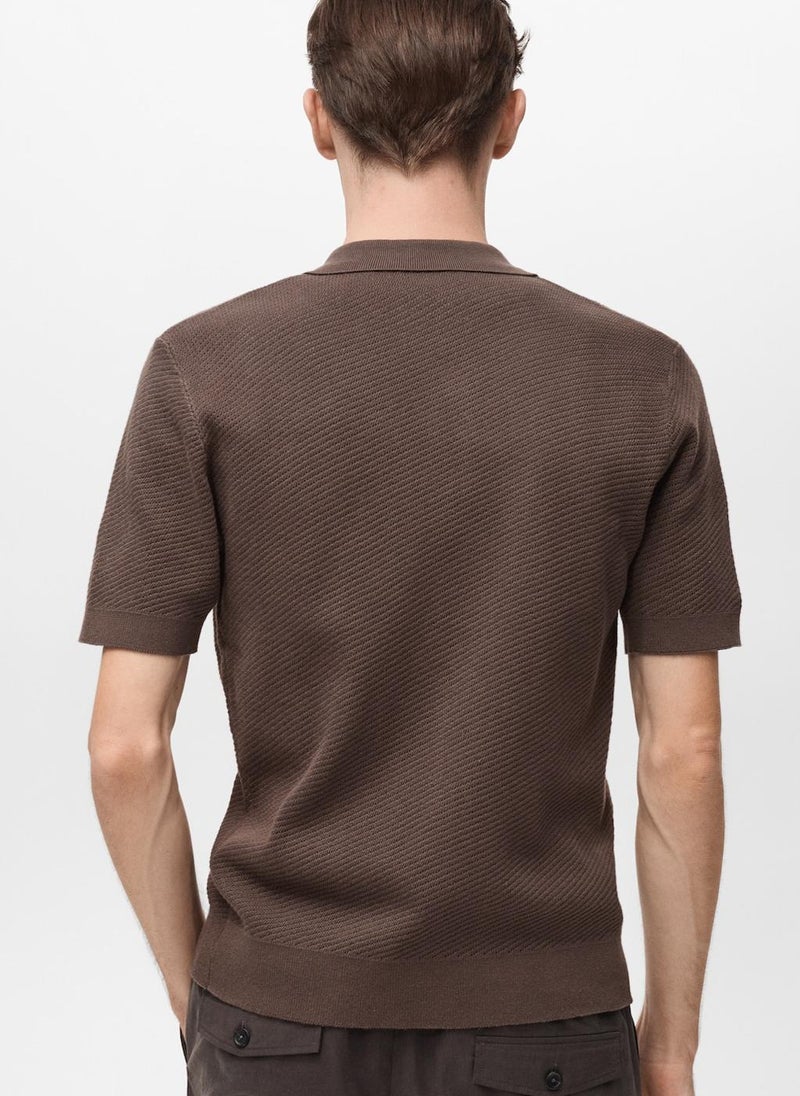 Mango Man Openwork Knitted Structured Shirt  - Image 2