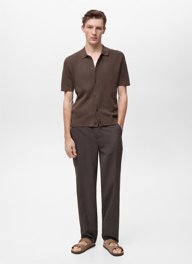 Mango Man Openwork Knitted Structured Shirt  - Image 5