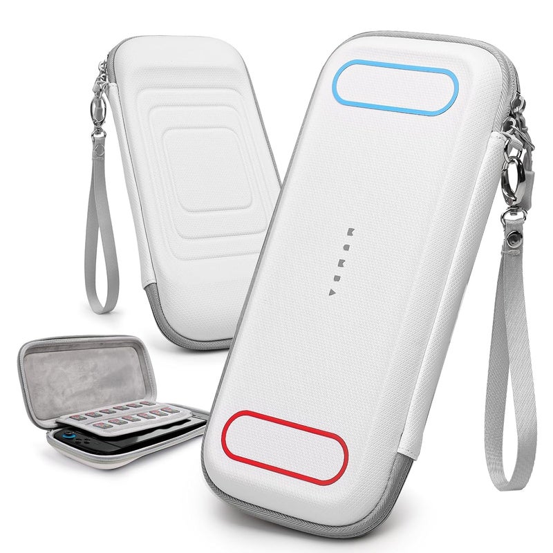 Mumba Slim Carrying Case for Nintendo Switch 2 2025 Hard Shell Protective Carry Bag with 12 Game Cart Slot Light weight and Portable Travel Case with Dual Zipper and Wrist Strap White - Image 2