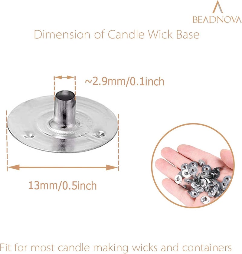 BEADNOVA Candle Wick Tabs 300pcs Metal Candle Wick Sustainer Tabs for Candle Making and Candle DIY (12.5mm/ 0.5inch) - Image 2