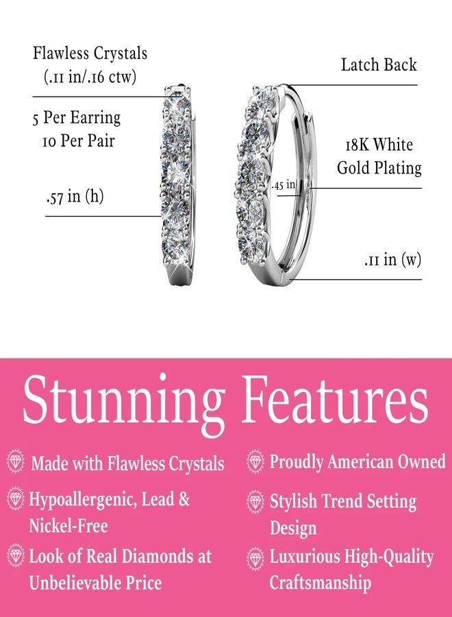Cate & Chloe Bethany Strong White Gold-Plated Hoop Earrings, 18k Gold-Plated Hoop Earrings with Crystals, Silver Hoop Earring Set for Women, Wedding Anniversary Jewelry, Gift for Her on Christmas, Birthday - Image 2