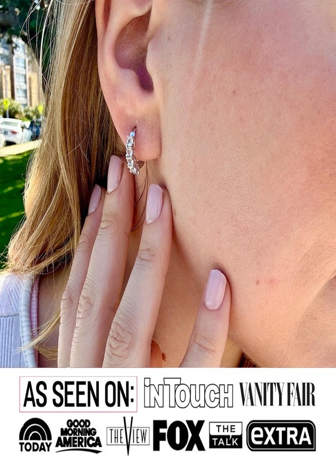 Cate & Chloe Bethany Strong White Gold-Plated Hoop Earrings, 18k Gold-Plated Hoop Earrings with Crystals, Silver Hoop Earring Set for Women, Wedding Anniversary Jewelry, Gift for Her on Christmas, Birthday - Image 3