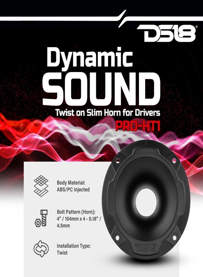 DS18 PRO-HT1 Twist on Slim Profile Exit Horn ABS/PC Plastic Waveguide for Drivers with 1" Throat, 1.77" Depth, 4.5" Diameter - Short Exit Horn Wave Guide for Compression Drivers - Image 2