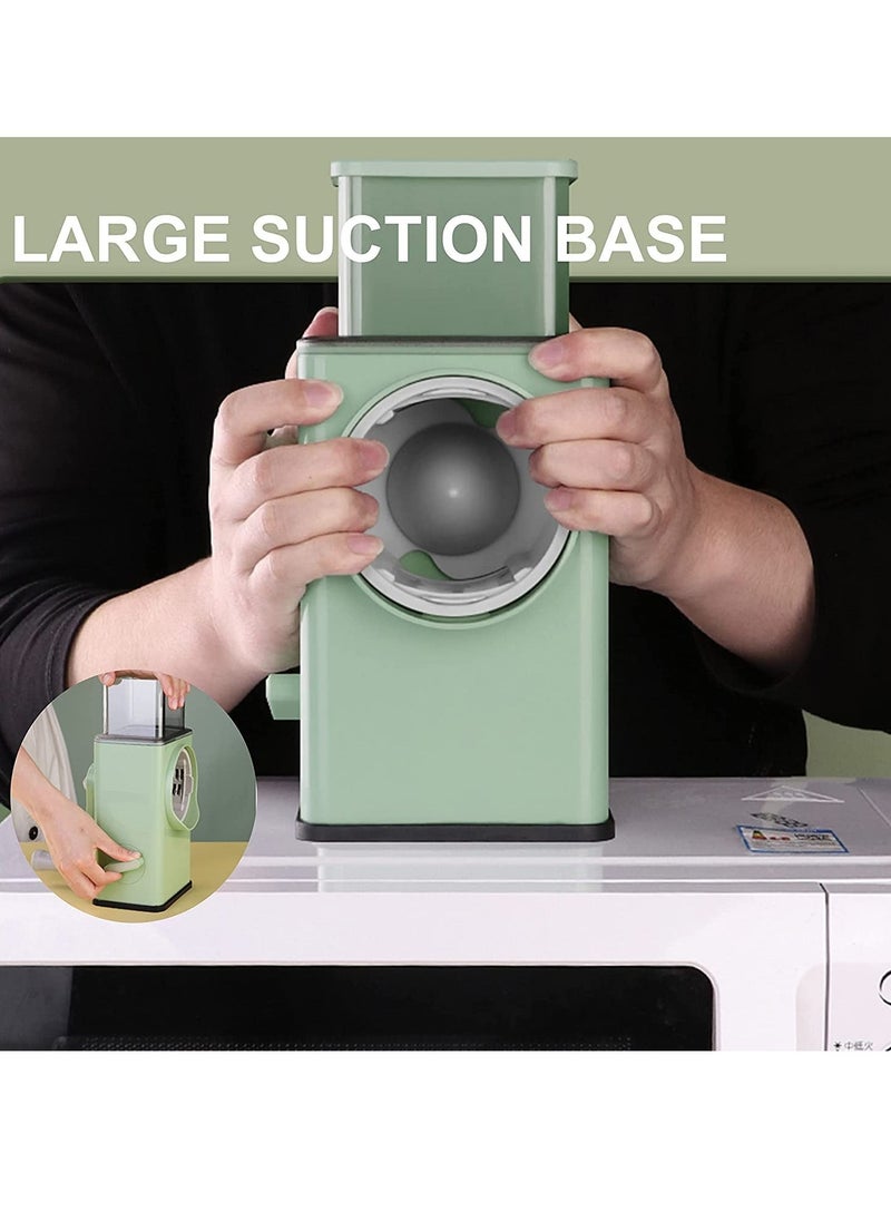 Raxoom Rotary Vegetable Cutter + Cheese Grater - Vegetable Shredder Round Mandoline Slicer, Grater, Salad Maker - Large Feed Port - Suction Base - Vegetable, Fruit, Cookie, OREO, Nuts (Green) - Image 5