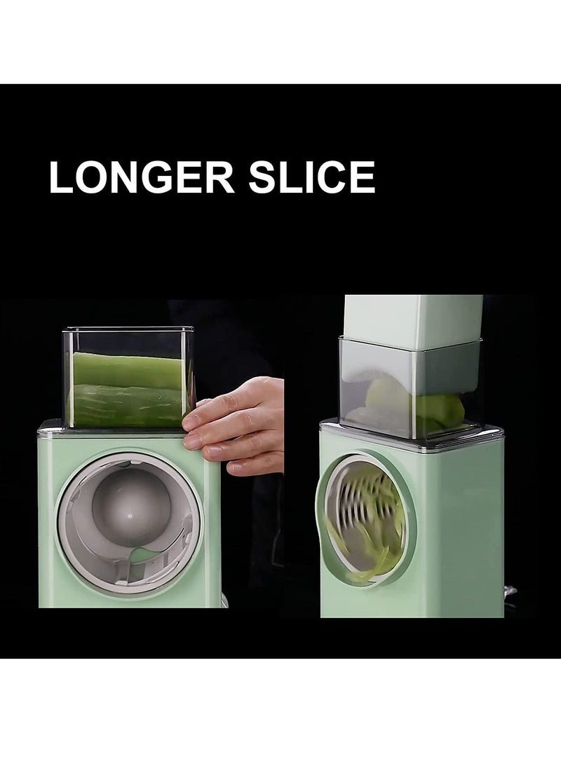 Raxoom Rotary Vegetable Cutter + Cheese Grater - Vegetable Shredder Round Mandoline Slicer, Grater, Salad Maker - Large Feed Port - Suction Base - Vegetable, Fruit, Cookie, OREO, Nuts (Green) - Image 4