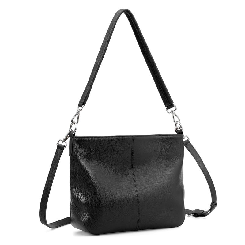 befen Genuine Leather Purse for Women, Black Leather Crossbody Bag Soft Hobo Purse Women's Shoulder Handbags with 2 Removable Straps Designer Cross Body Purses for Everyday & Travel & Work - Image 1