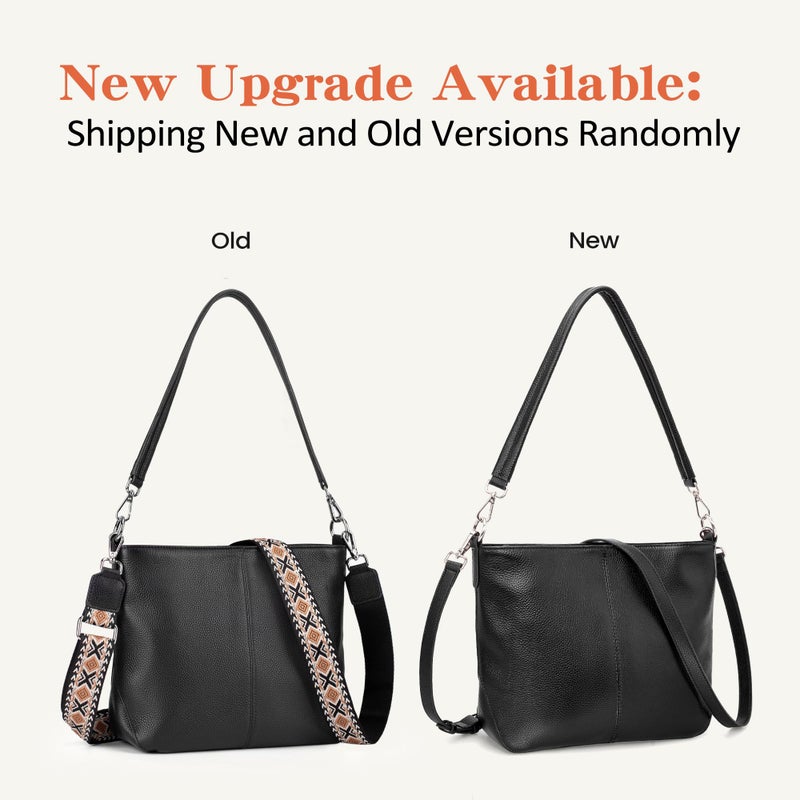 befen Genuine Leather Purse for Women, Black Leather Crossbody Bag Soft Hobo Purse Women's Shoulder Handbags with 2 Removable Straps Designer Cross Body Purses for Everyday & Travel & Work - Image 3