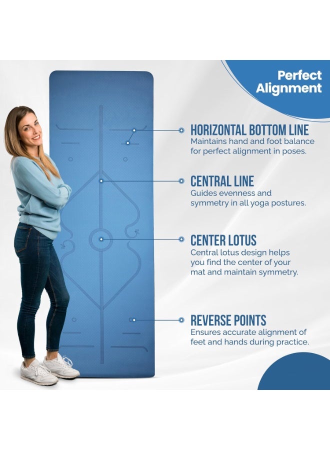 TPE Yoga Mat Double Layer Anti-slip Eco Friendly texture surface (183cmx 61cm)  Position Liens & Hanging Band, Home/Gym Workout - Image 2