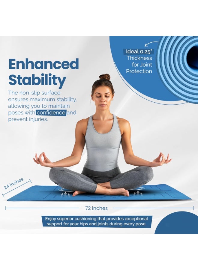 TPE Yoga Mat Double Layer Anti-slip Eco Friendly texture surface (183cmx 61cm)  Position Liens & Hanging Band, Home/Gym Workout - Image 3