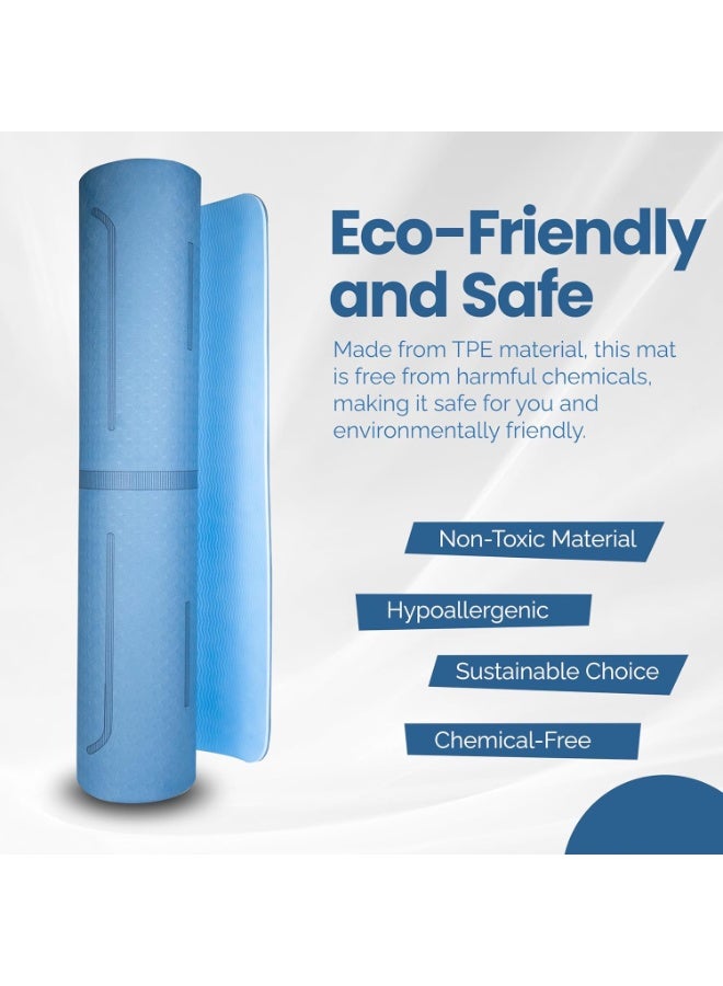 TPE Yoga Mat Double Layer Anti-slip Eco Friendly texture surface (183cmx 61cm)  Position Liens & Hanging Band, Home/Gym Workout - Image 5