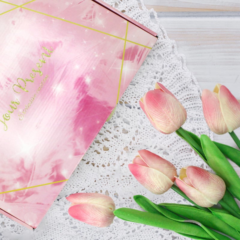 Pseutio 28pcs Pink Flowers Artificial Tulip Stems Real Feel PU Tulips for Easter Spring Wreath Wedding Bouquet Centerpiece Floral Arrangement Cemetery Table DÃ©cor 13" Tall - Image 5