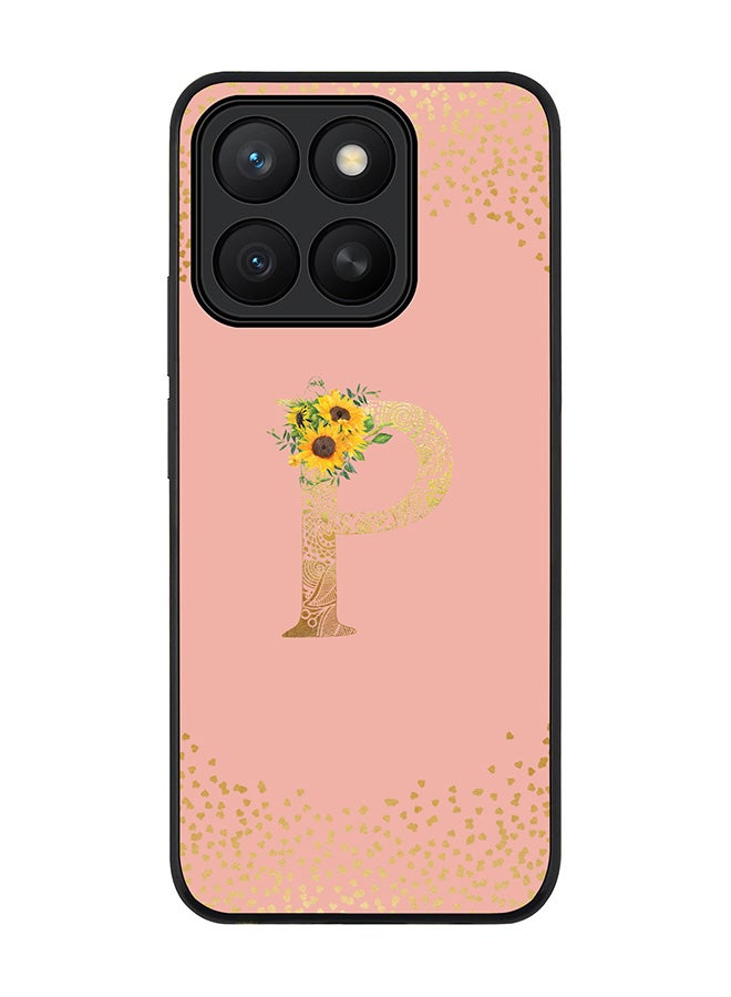 Stylizedd For Honor X8c Case,Slim fit Camera Protection, Shockproof Thin Phone cover  - Custom Floral Monogram - P  (Rose Pink )
