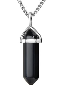 Black Onyx Necklace Crystal Necklace Gemstone Pendant Hexagonal Crystal Pendant