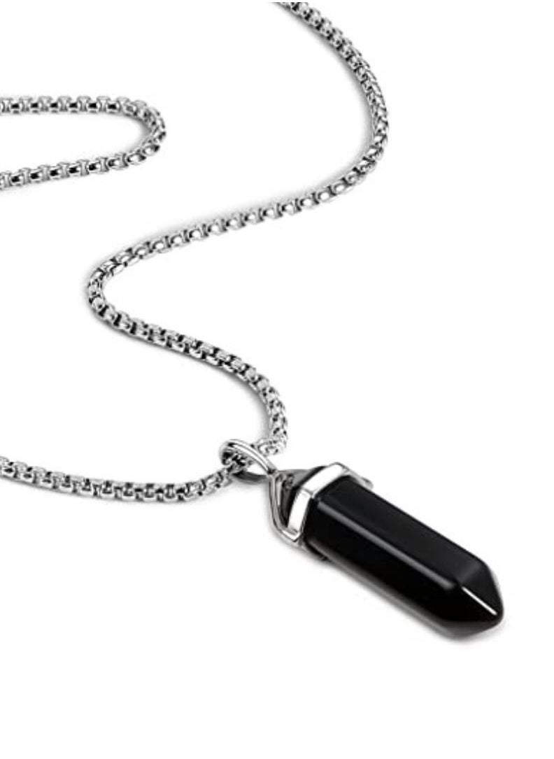 Generic - Black Onyx Necklace Crystal Necklace Gemstone Pendant Hexagonal Crystal Pendant - Image 1