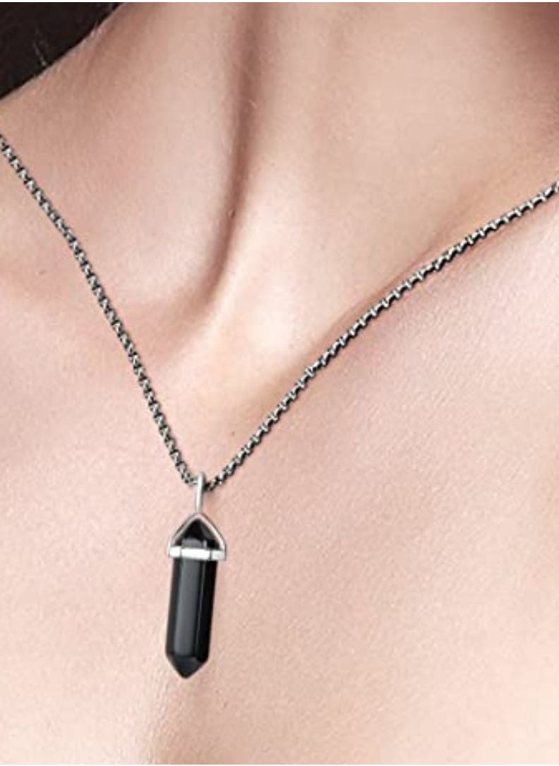 Generic - Black Onyx Necklace Crystal Necklace Gemstone Pendant Hexagonal Crystal Pendant - Image 1