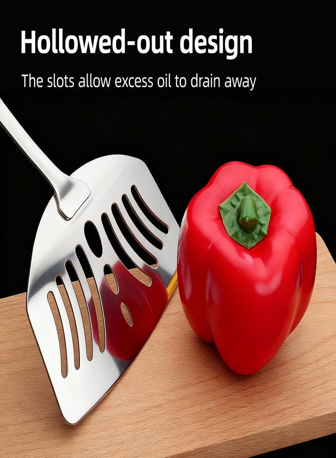 VEOOK Stainless Steel Fish Spatula,Fish Turner With Wide Slotted Head,Easy Flip & Serve, For Flipping Fish Egg Patties Fries Pancake Steak,Ergonomic Handle with Hanging Hole for Storage(FS-01) - Image 4