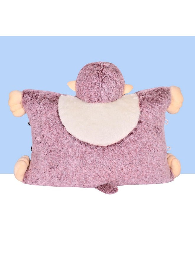Besties BESTIES Premium Fur Monkey Soft Toy Cum Pillow Maroon - Height 45 cm  - Image 5