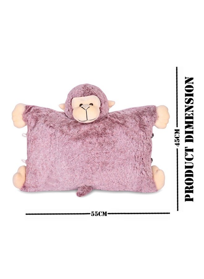 Besties BESTIES Premium Fur Monkey Soft Toy Cum Pillow Maroon - Height 45 cm  - Image 4