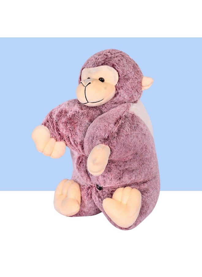 Besties BESTIES Premium Fur Monkey Soft Toy Cum Pillow Maroon - Height 45 cm  - Image 2
