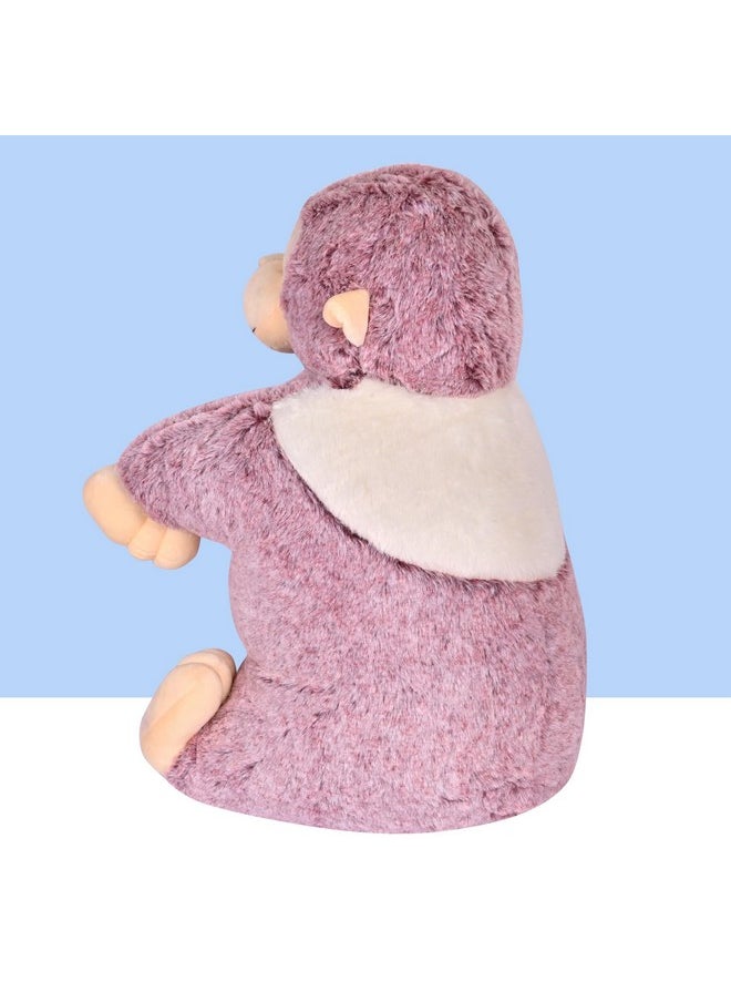 Besties BESTIES Premium Fur Monkey Soft Toy Cum Pillow Maroon - Height 45 cm  - Image 3